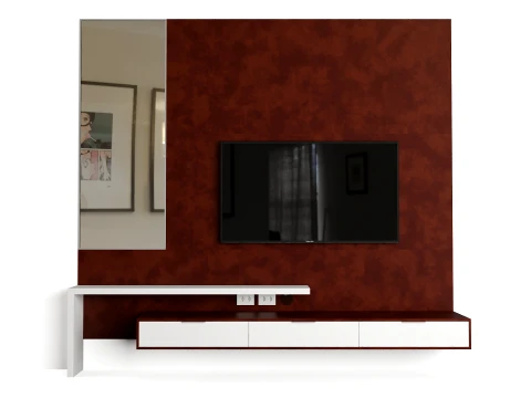 Panneau mural TV moderne avec grand miroir Modèle 3D