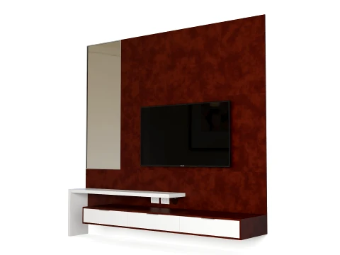 Modern TV Wall Panel with Large Mirror 3D Model