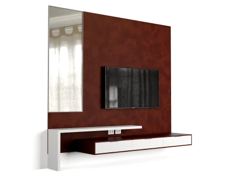 Modern TV Wall Panel with Large Mirror 3D Model
