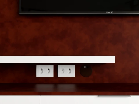Modern TV Wall Panel with Large Mirror 3D Model