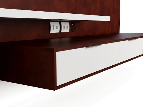 Modern TV Wall Panel with Large Mirror 3D Model