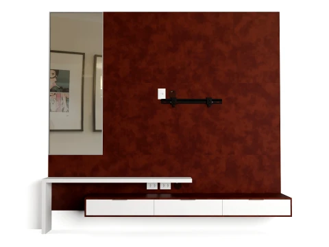 Modern TV Wall Panel with Large Mirror 3D Model