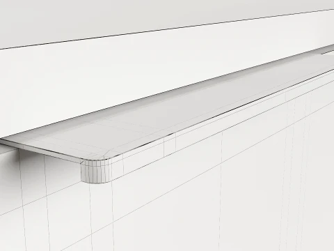 Modern TV Wall Panel with Large Mirror 3D Model