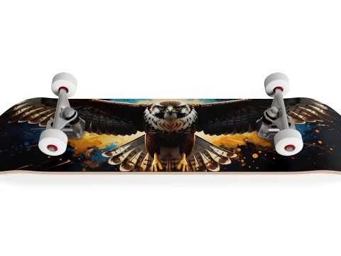 Complete Skateboard with Majestic Eagle Graphic Art 3D Model