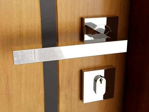 Modern Wood Door with Curved Straight Line Inlay Detail 3D Model