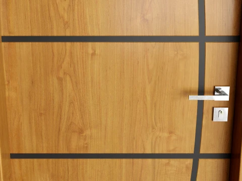 Modern Wood Door with Curved Straight Line Inlay Detail 3D Model