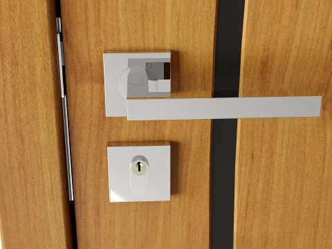 Modern Wood Door with Curved Straight Line Inlay Detail 3D Model