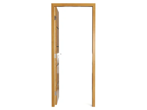 Modern Wood Door with Curved Straight Line Inlay Detail 3D Model