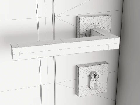 Modern Wood Door with Curved Straight Line Inlay Detail 3D Model