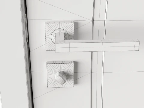 Modern Wood Door with Curved Straight Line Inlay Detail 3D Model