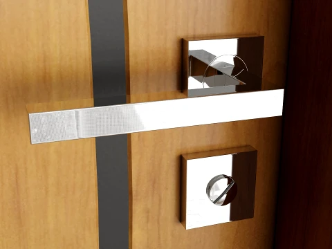 Modern Wood Doors Set with Curved and Straight Line Inlay 3D Model
