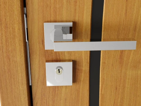 Modern Wood Doors Set with Curved and Straight Line Inlay 3D Model