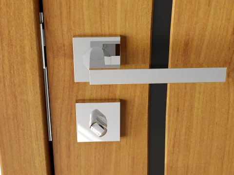 Modern Wood Doors Set with Curved and Straight Line Inlay 3D Model