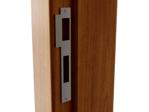Modern Wood Doors Set with Curved and Straight Line Inlay 3D Model