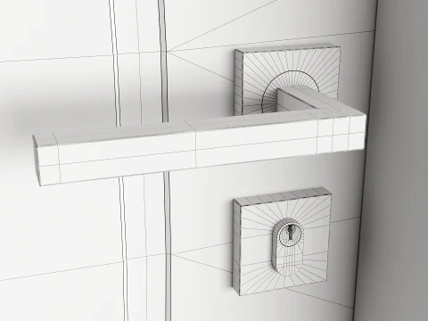 Modern Wood Doors Set with Curved and Straight Line Inlay 3D Model