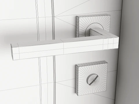 Modern Wood Doors Set with Curved and Straight Line Inlay 3D Model