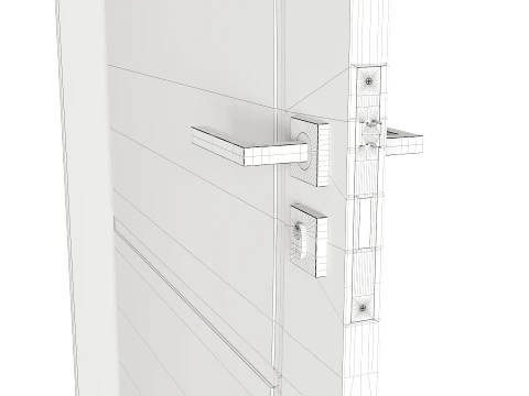 Modern Wood Doors Set with Curved and Straight Line Inlay 3D Model