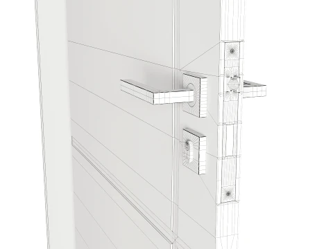 Modern Wood Doors Set with Curved and Straight Line Inlay 3D Model