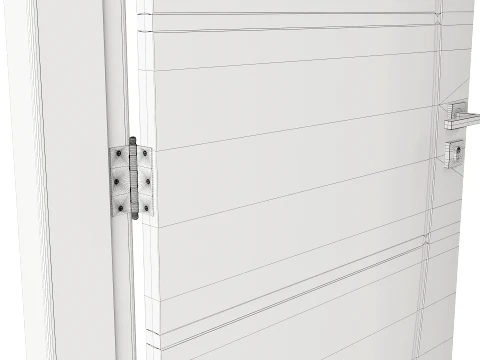 Modern Wood Doors Set with Curved and Straight Line Inlay 3D Model