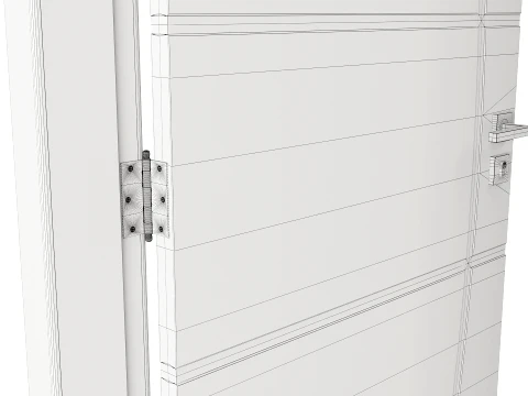 Modern Wood Doors Set with Curved and Straight Line Inlay 3D Model