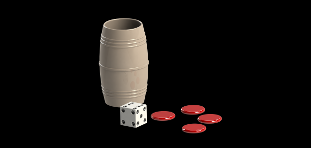 Dice barrel and game tokens 3D Принт Модель .c4d .max .obj .3ds .fbx .stl .blend 