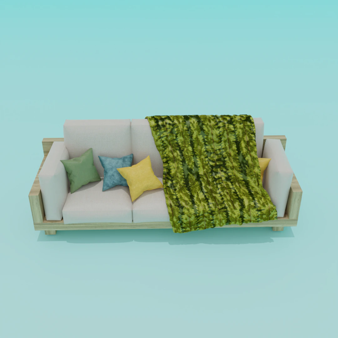 Sofa with a blanket 3D Model .c4d .max .obj .3ds .fbx .stl .blend 