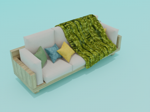Sofa with a blanket Model 3D