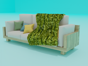 Sofa with a blanket Model 3D