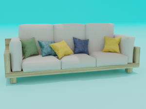 Sofa with a blanket Model 3D