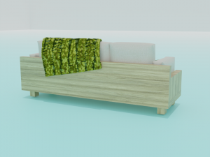 Sofa with a blanket Model 3D