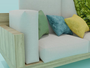Sofa with a blanket Model 3D