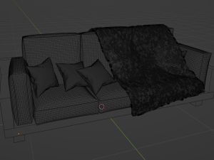 Sofa with a blanket Model 3D