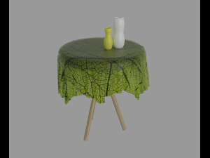 Table with tablecloth and vases 3D 模型