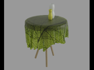 Table with tablecloth and vases 3D 모델