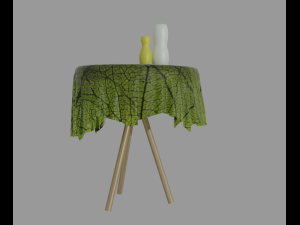 Table with tablecloth and vases 3D 모델