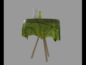 Table with tablecloth and vases 3D 모델