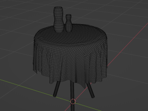 Table with tablecloth and vases 3D 모델