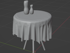 Table with tablecloth and vases 3D 모델