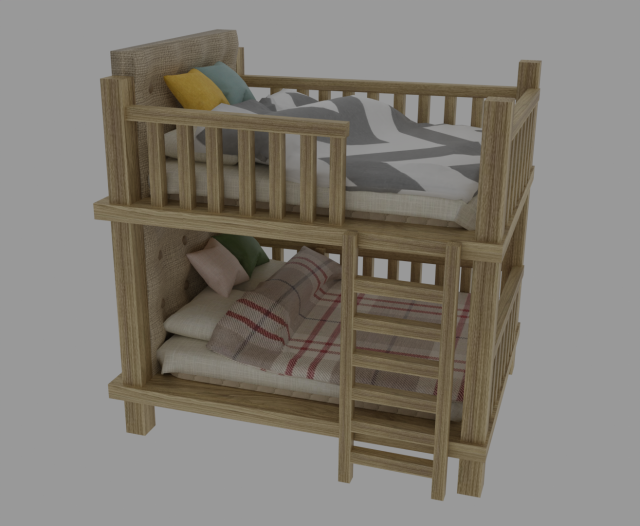 Bunk bed Model 3D .c4d .max .obj .3ds .fbx .stl .blend 