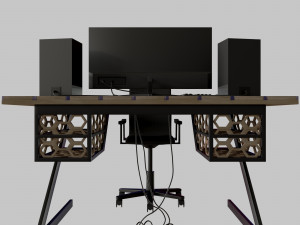 Futuristic cyberpunk work-gameplace 3D Model