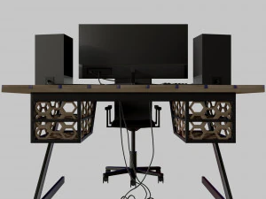 Futuristic cyberpunk work-gameplace 3D Model