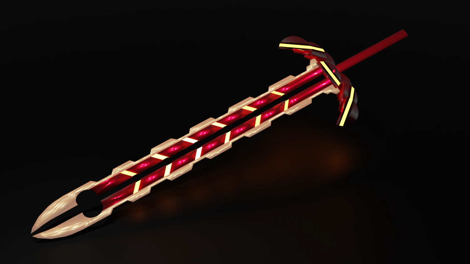 Two-handed golden sword 3D Model .c4d .max .obj .3ds .fbx .stl .blend 