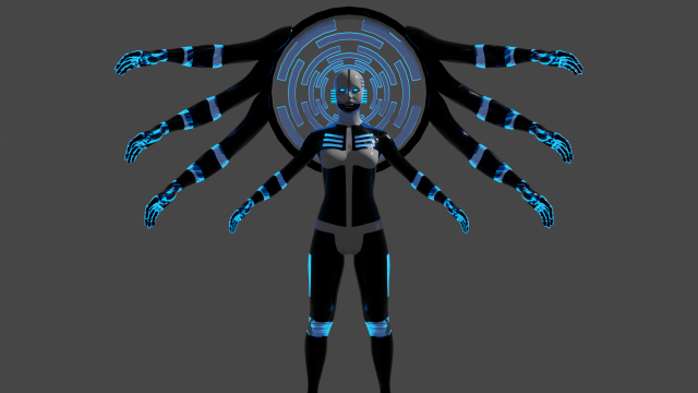 Cyber deity 3D Модель .c4d .max .obj .3ds .fbx .stl .blend 