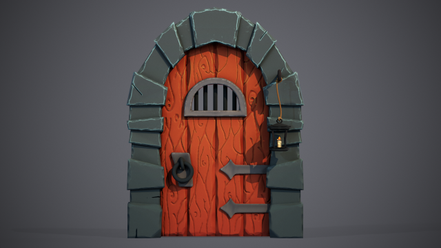 Stylized Medieval Door Modèle 3D .c4d .max .obj .3ds .fbx .stl .blend 