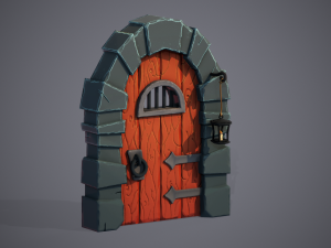 Stylized Medieval Door Modèle 3D