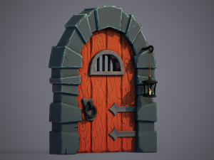 Stylized Medieval Door Modèle 3D