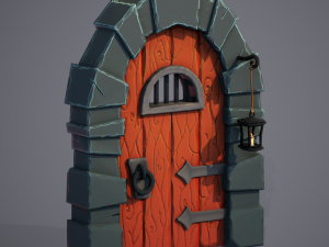 Stylized Medieval Door Modèle 3D