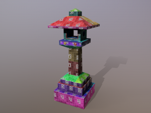 Japanese Stone Lantern Modello 3D