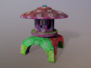 Japanese Stone Lantern 3D Model