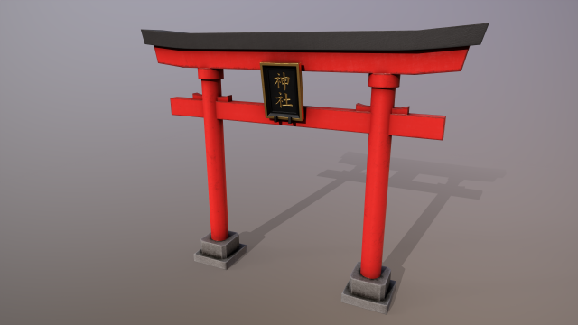 Japanese Gate Model 3D .c4d .max .obj .3ds .fbx .stl .blend 